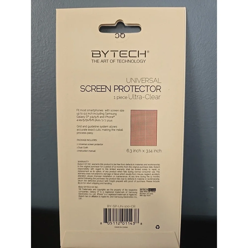 New UNIVERSAL SCREEN PROTECTOR BYTECH Screen Size Up To 5.5
